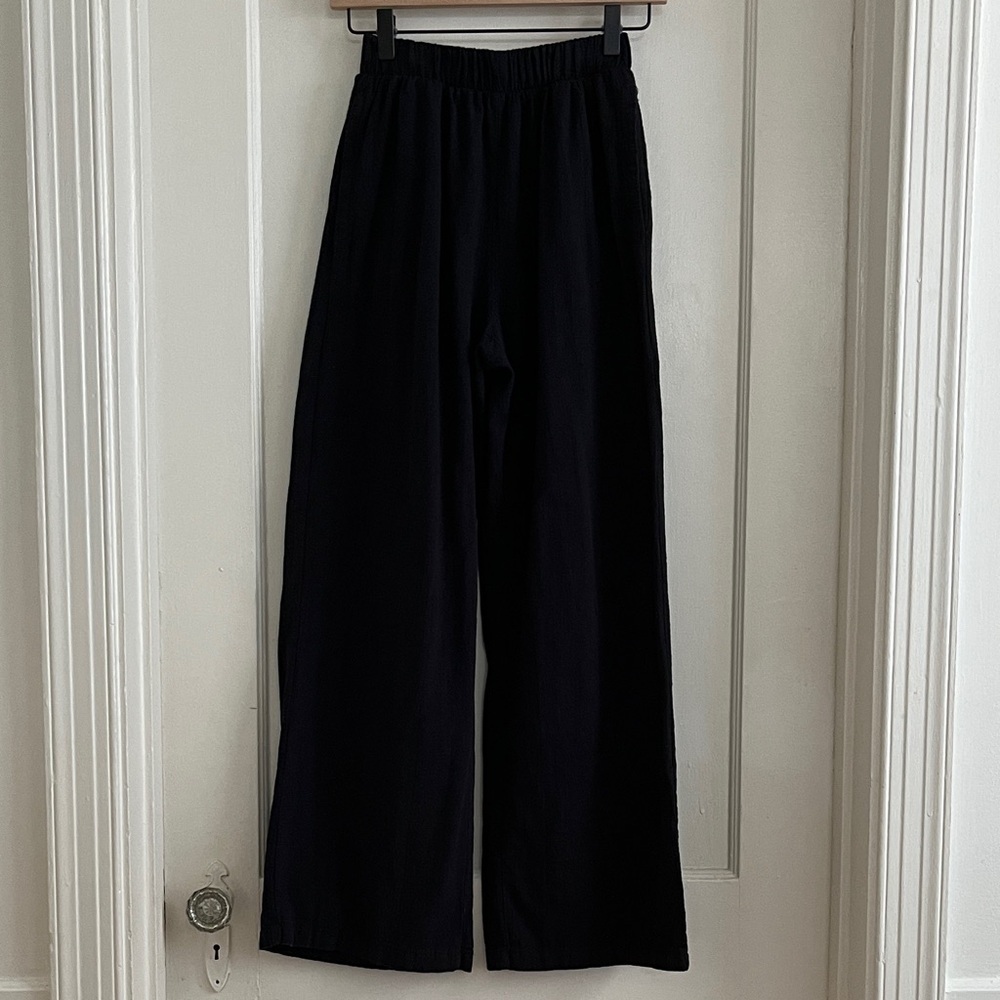 Bershka Small Black 100% Cotton Wide Leg Summer Lightweight Easy Pants